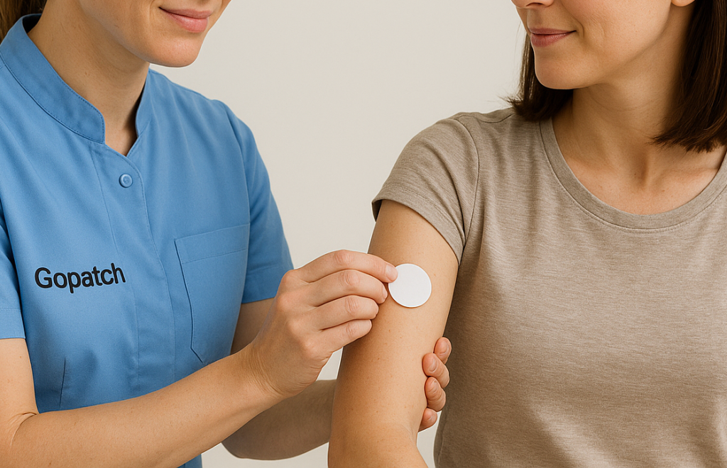 Gopatch behandler sætter et plaster på en kvinde1