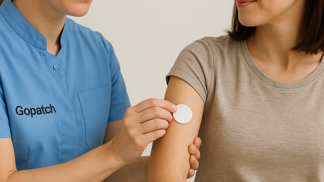 Gopatch behandler sætter et plaster på en kvinde1